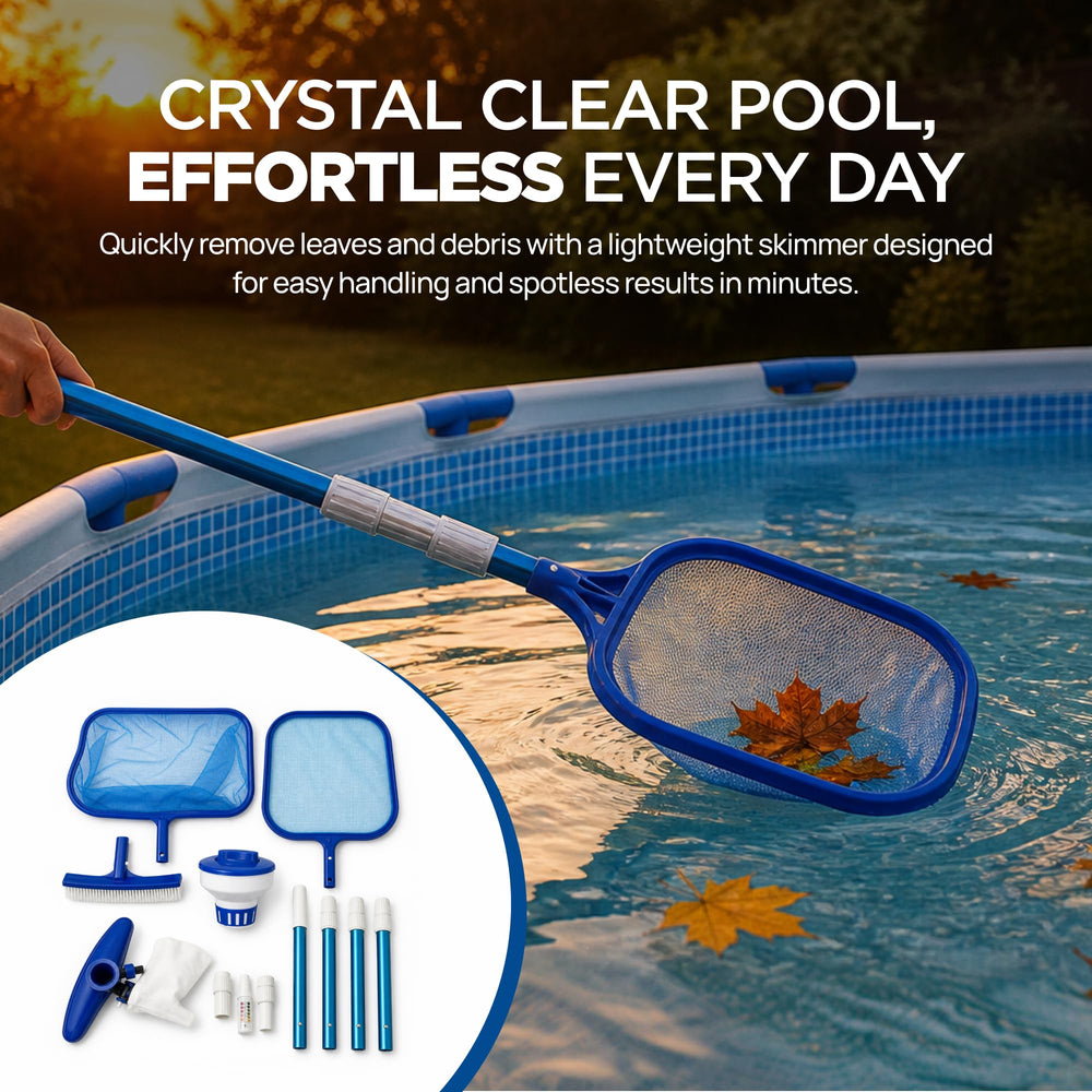 FibroPool Pool Kit components laid out on a surface