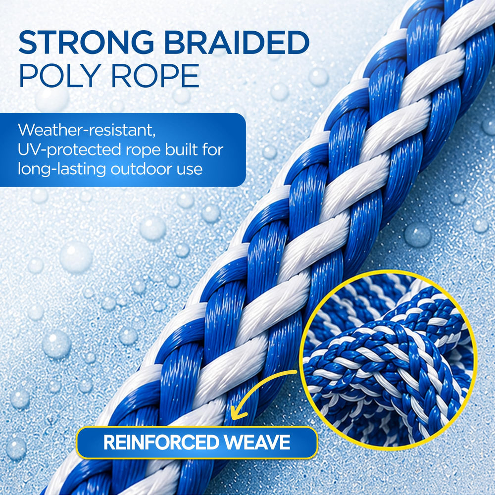 FibroPool pool safety rope in use at a swimming pool