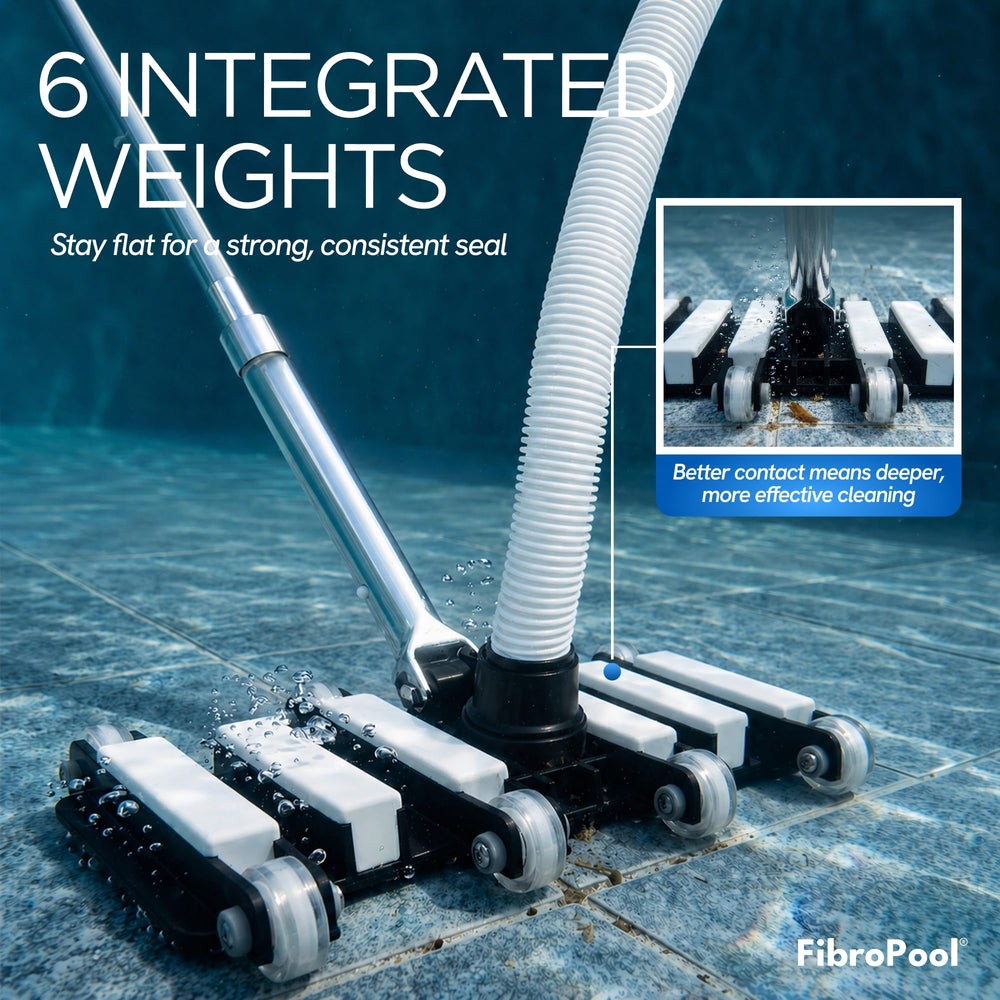 FibroPool Pool Vacuum Head with urethane wheels and stainless steel bearings