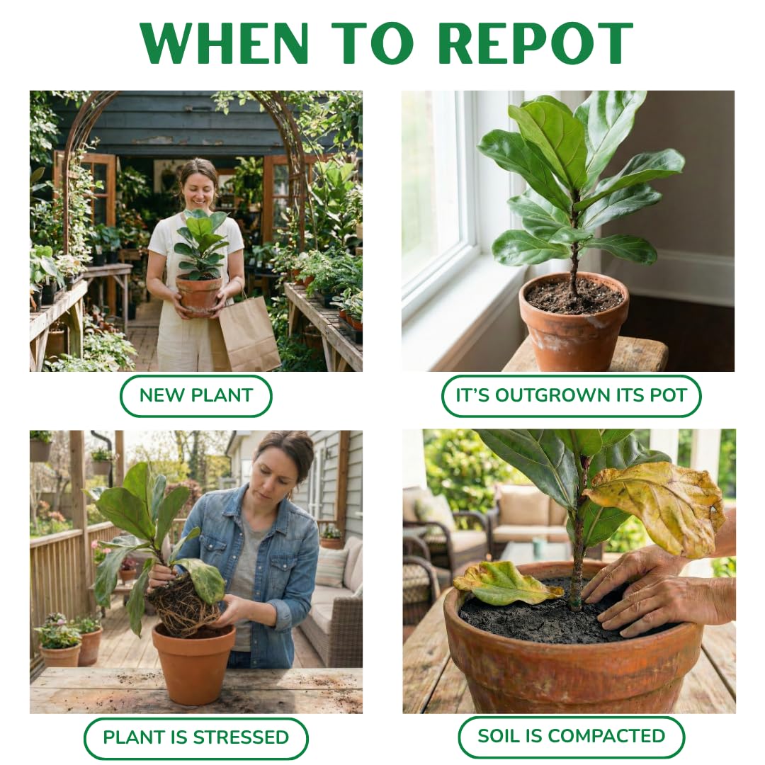 Fiddle Leaf Fig Soil with fiddle leaf fig plant