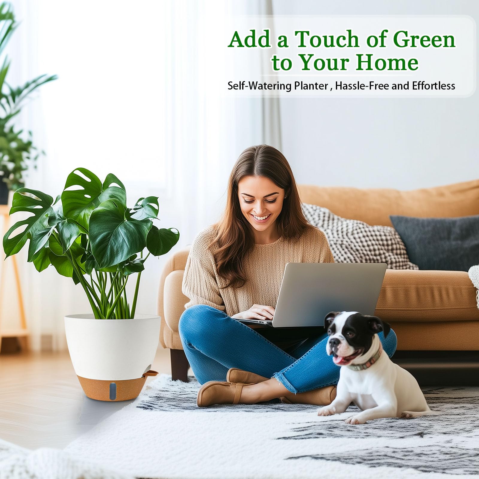 Fielda 10 inch planter in a vibrant balcony setting
