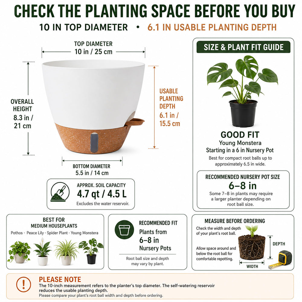 Fielda 10 inch planter showcasing durable plastic material