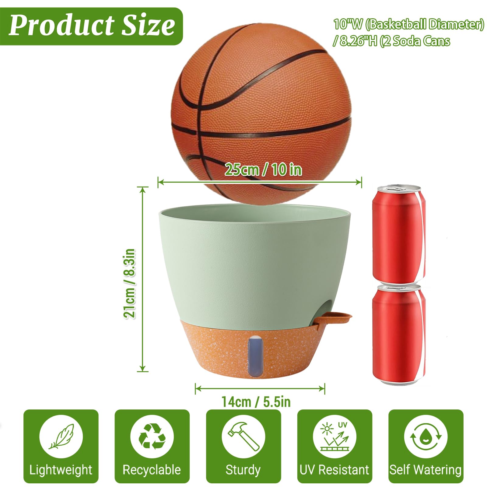 Fielda 10 Inch Planter, showing absorbent cotton wick