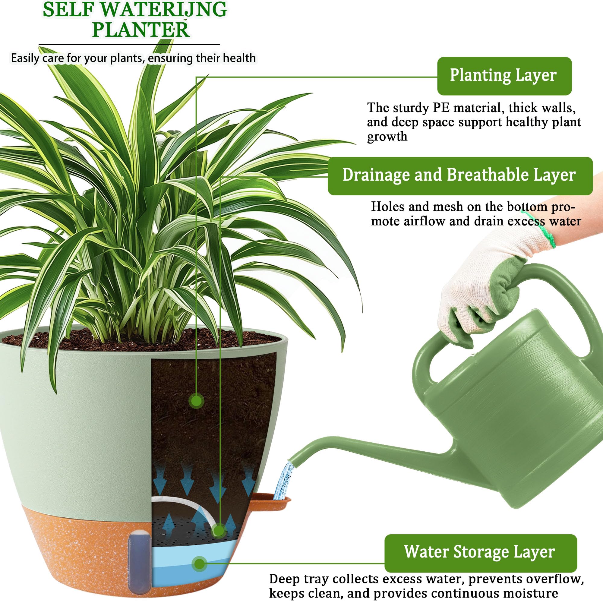 Fielda 10 Inch Planter showing transparent water level window