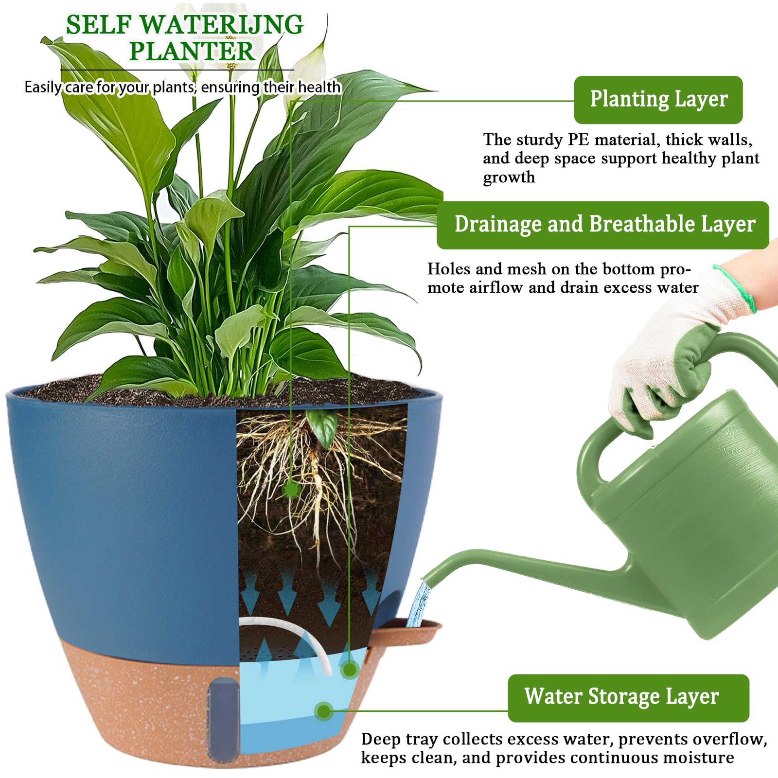 Fielda 10 inch planter with detachable saucer tray