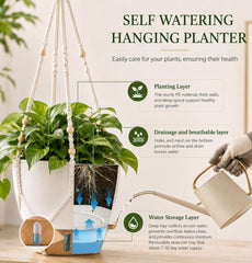 Fielda 10 Inch Self Watering Hanging Planter with visible water window