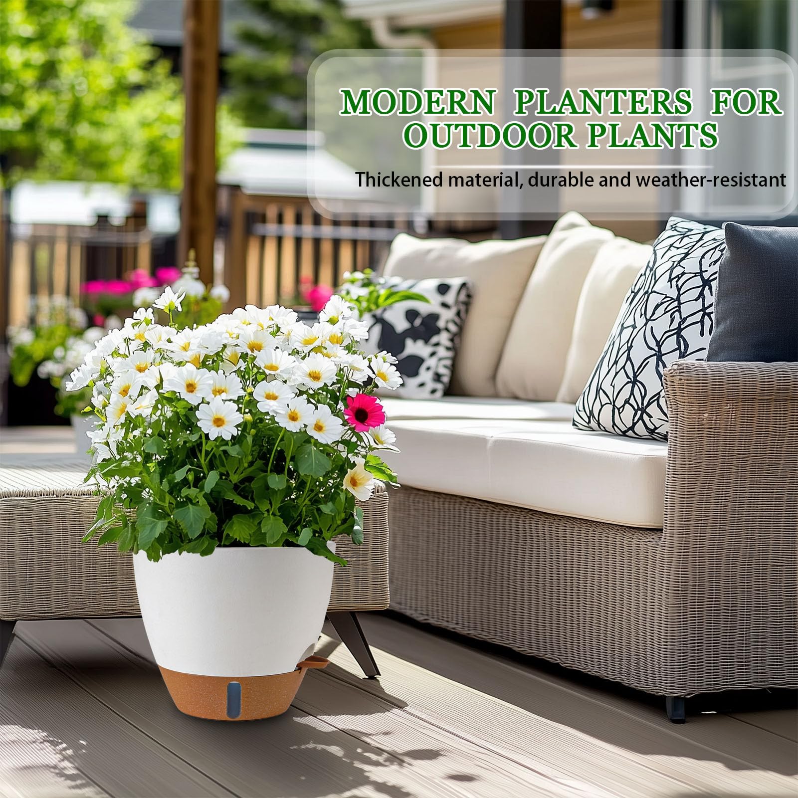 Fielda 10 inch self-watering planter with measurement markings