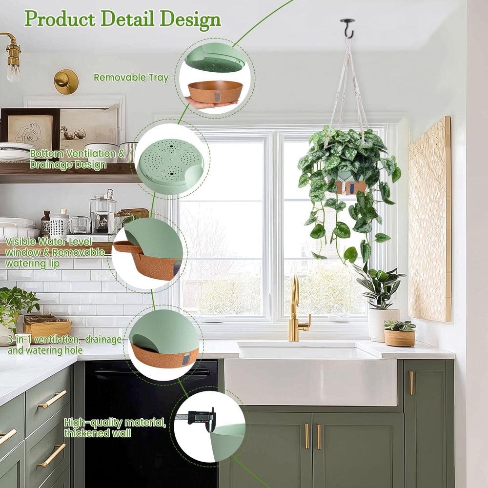 Fielda hanging planter with green color finish