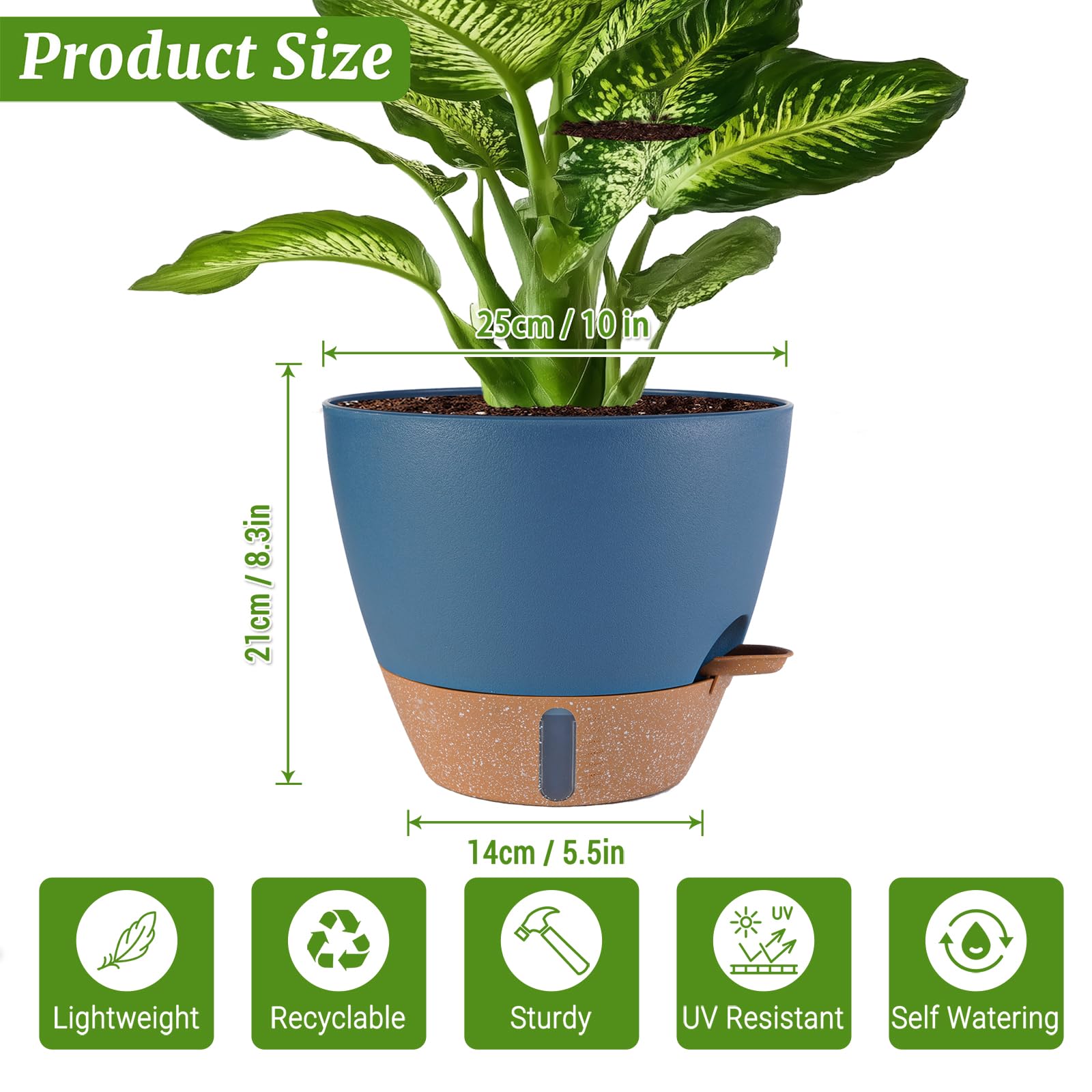 Fielda Navy Blue planter in a stylish living room