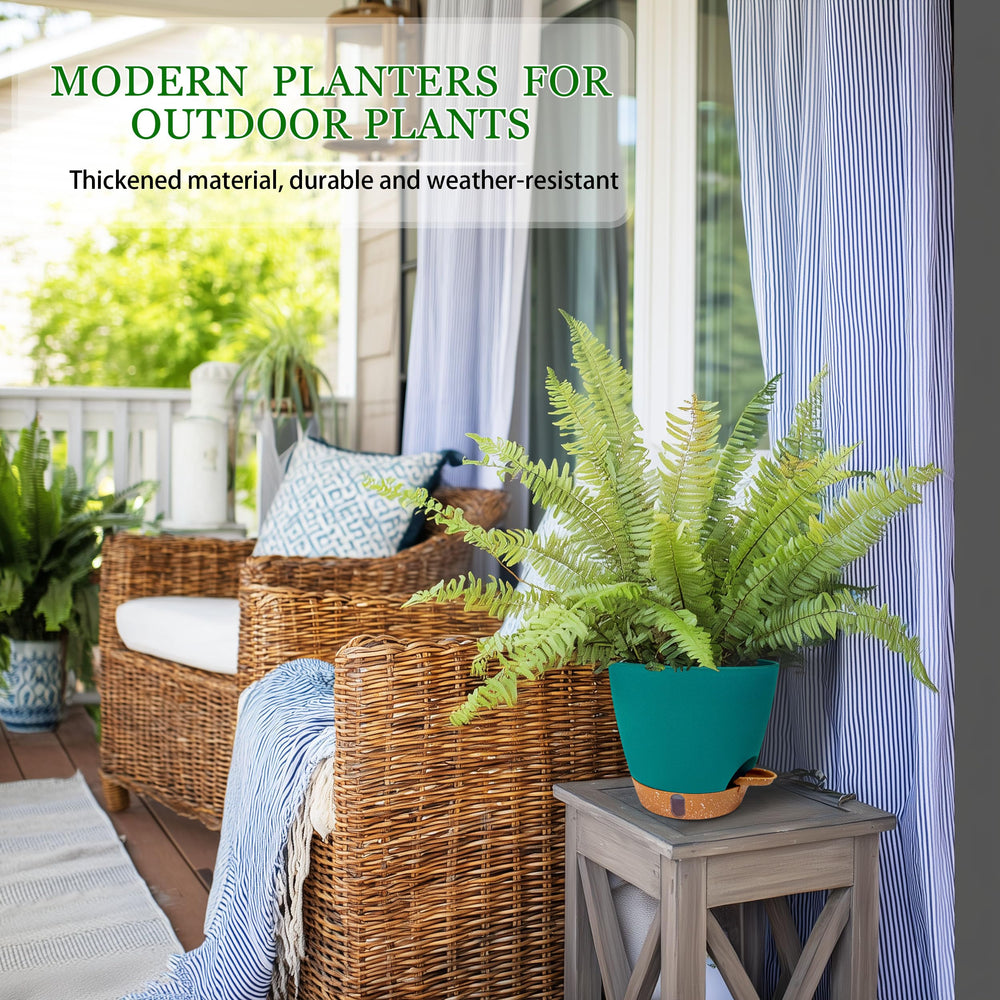 Fielda plant pots arranged on a balcony