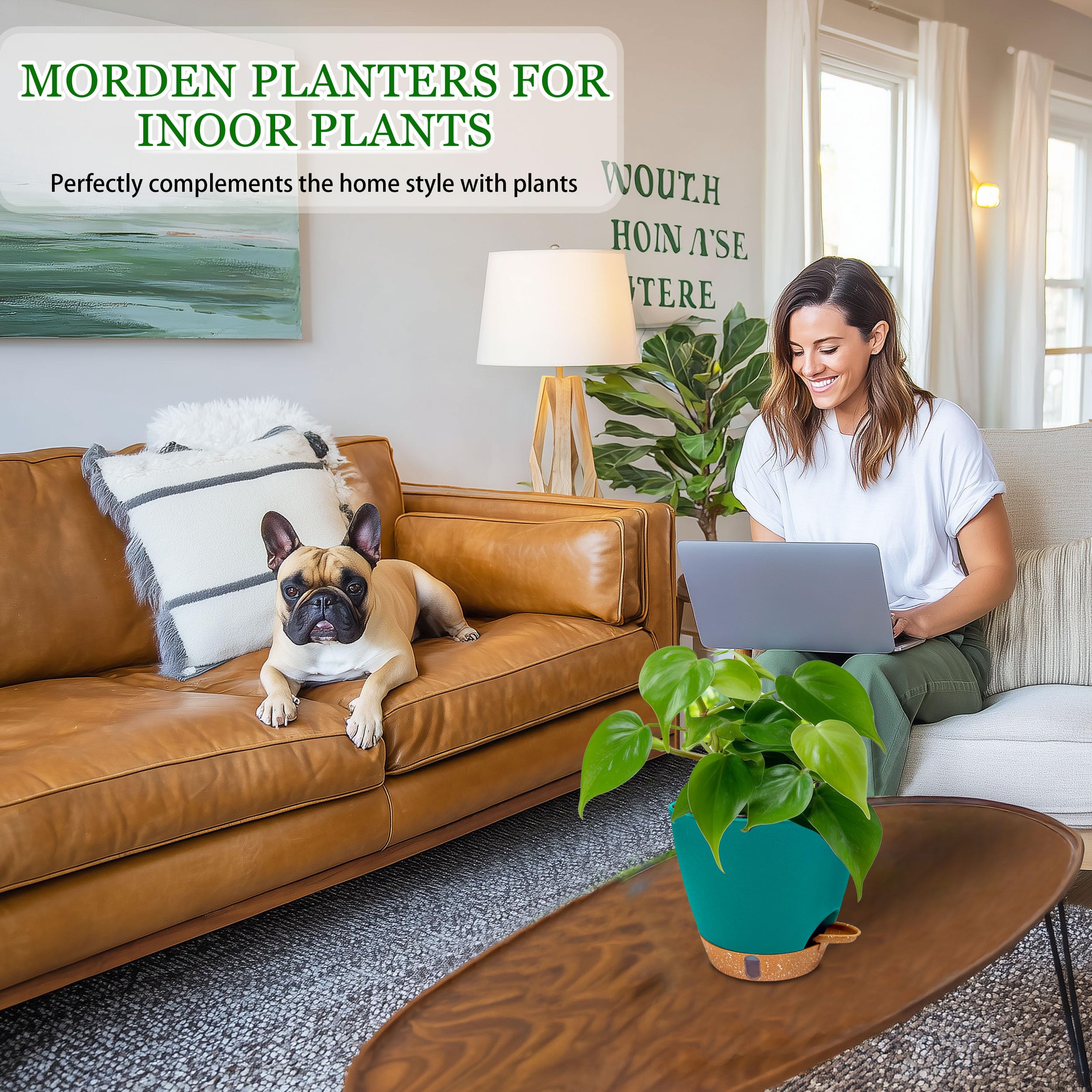 Fielda self-watering plant pot with see-through window