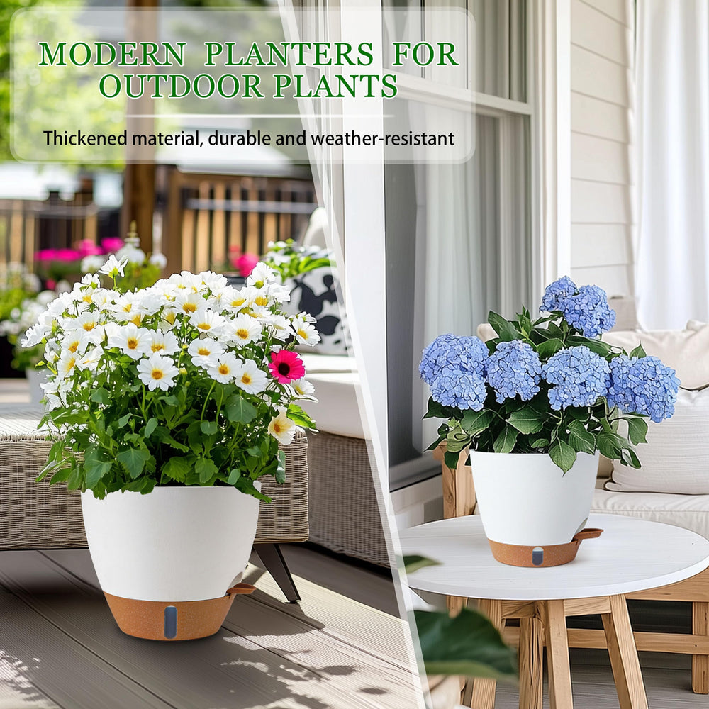 Fielda Self-Watering Pot 9 Inch in a garden setting