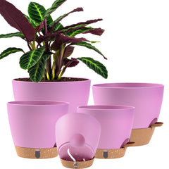 Fielda self-watering pots in pink, 10 inch size front view