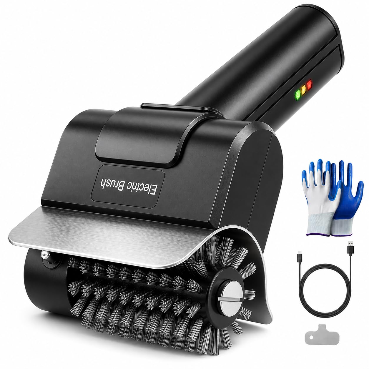 Fieldoria Electric Grill Brush front view with black finish