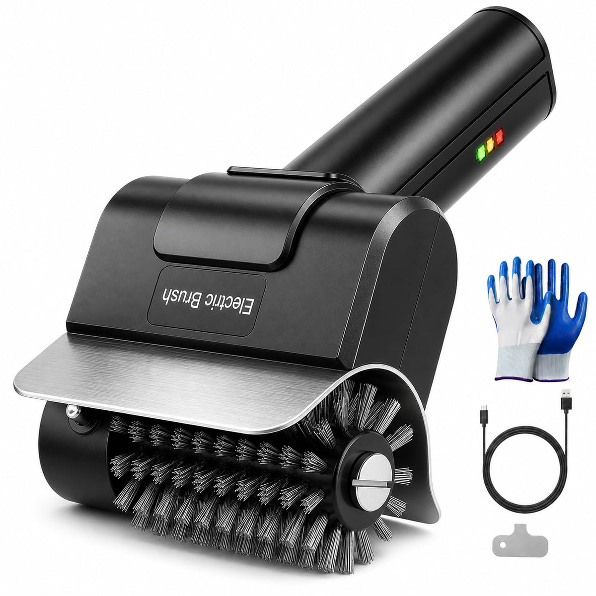 Fieldoria Electric Grill Brush front view with black finish