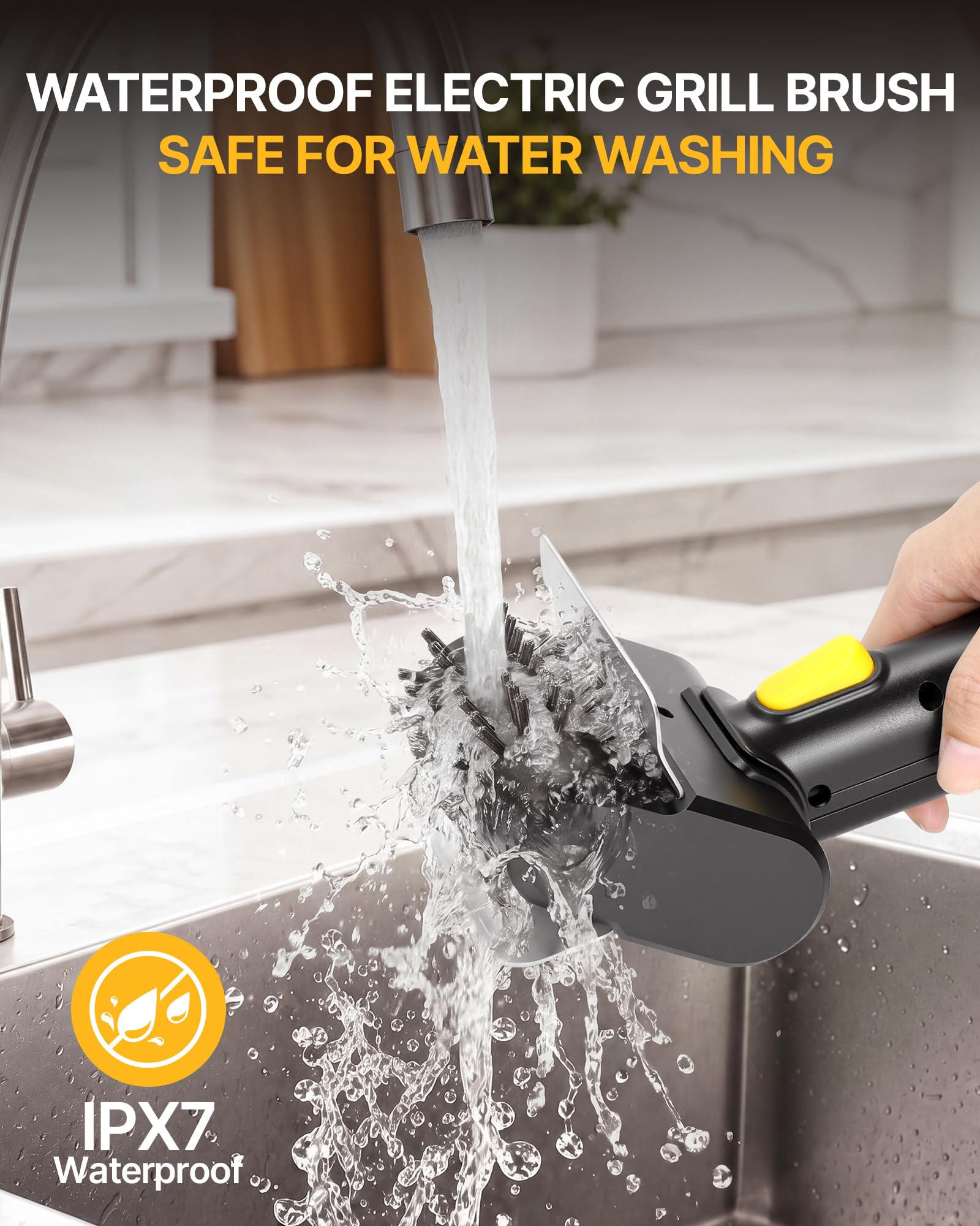 Fieldoria Electric Grill Brush with splash guard feature