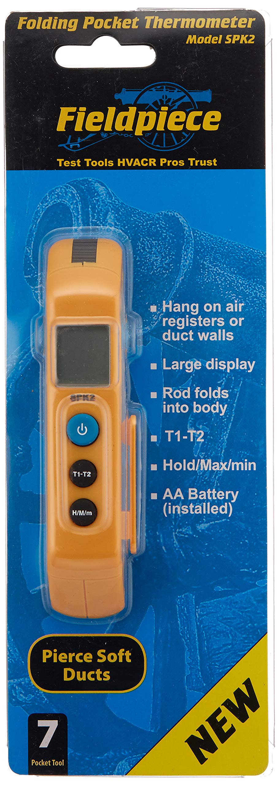 Fieldpiece SPK2 Folding Pocket In-Duct Thermometer probe extended