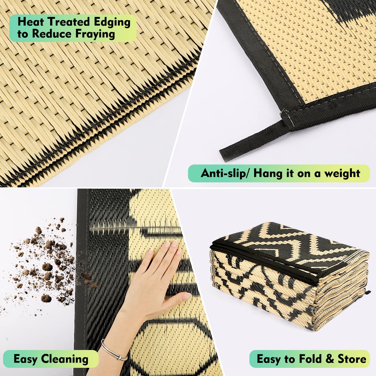 fifame outdoor rug folded in carry bag for portability