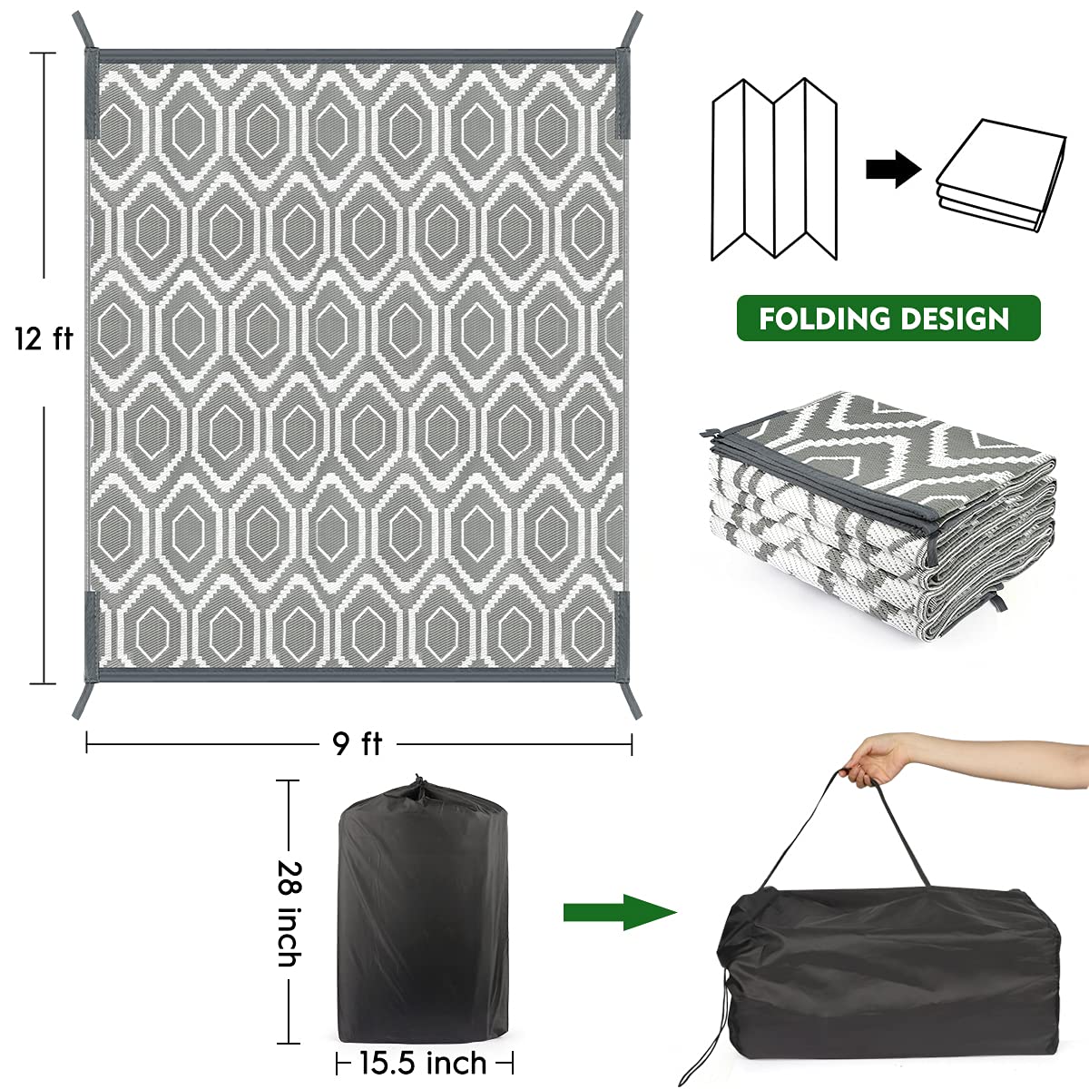 fifame outdoor rug with corner loops and stakes