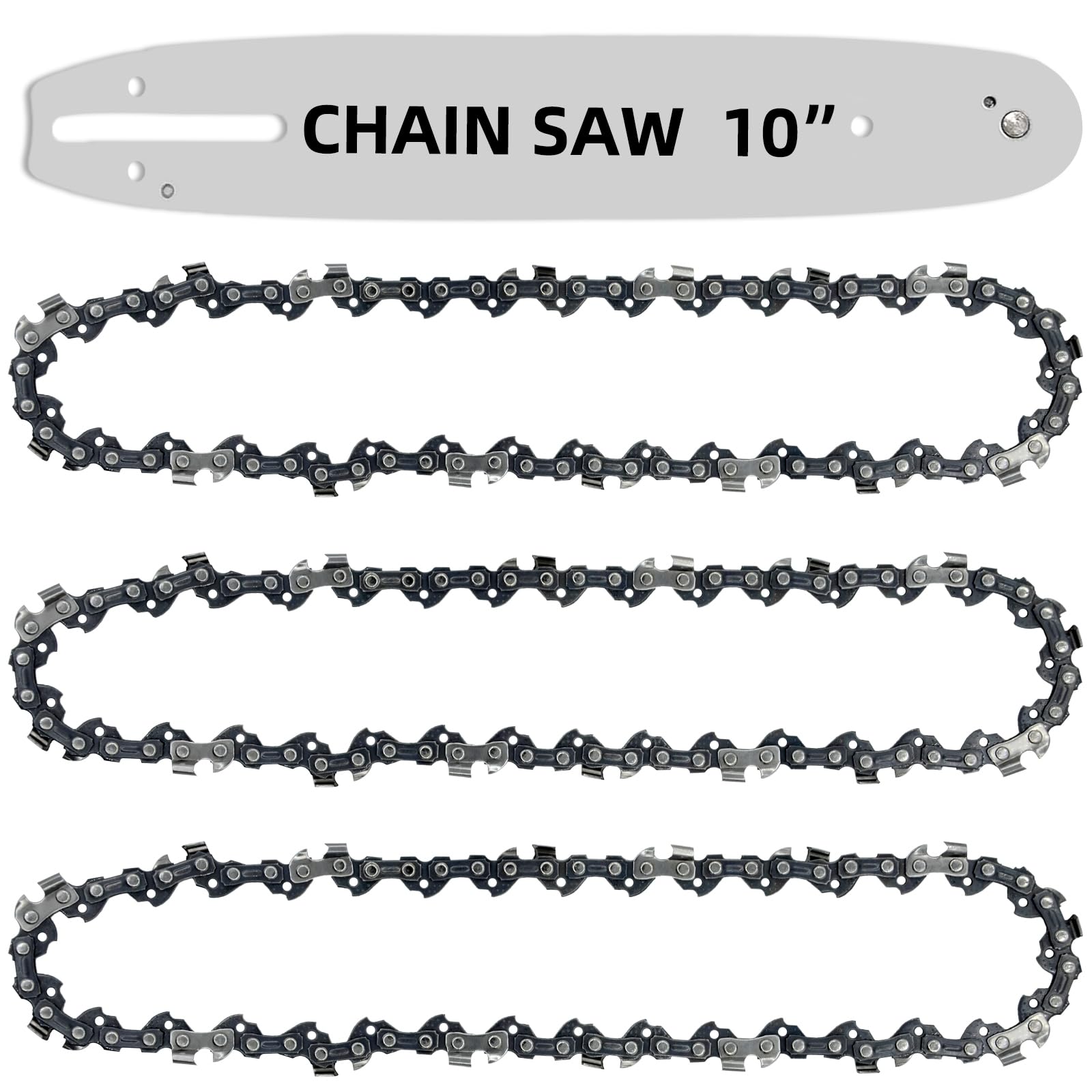 Fifchall 10-inch chainsaw chain and guide bar set front view