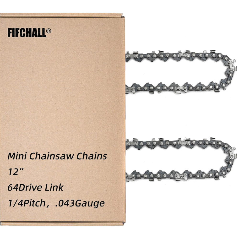 Fifchall 12 inch chainsaw chain front view showing 64 drive links