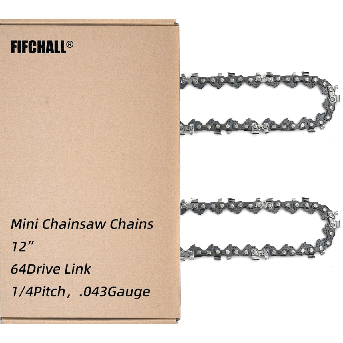 Fifchall 12 inch chainsaw chain front view showing 64 drive links