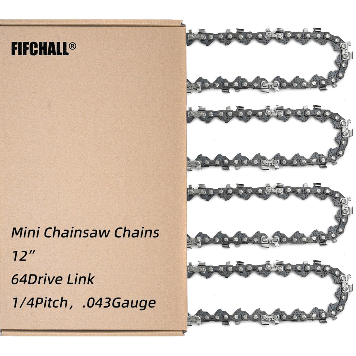 Fifchall 12 Inch Chainsaw Chain pack of 4, detailed view