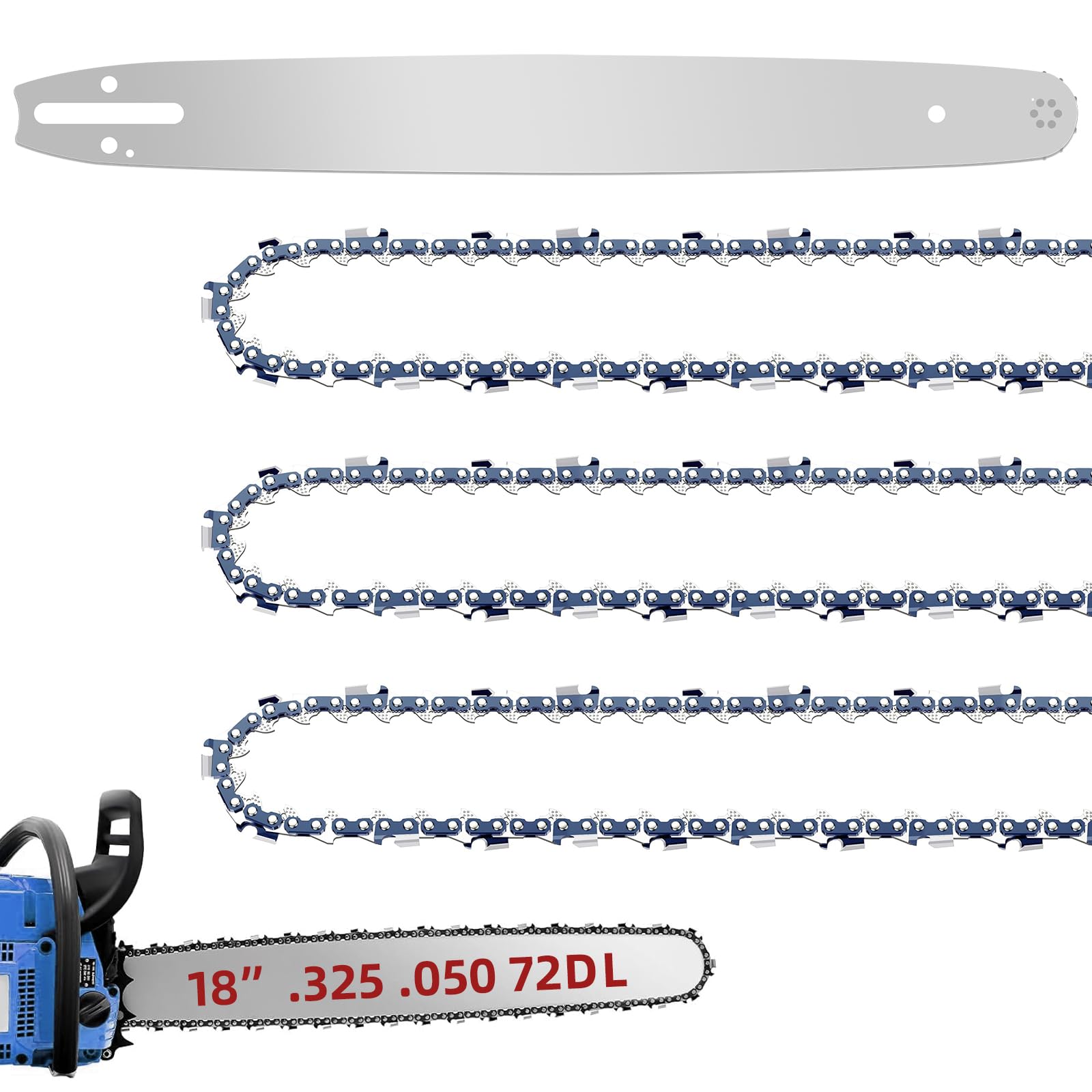 Fifchall 18-inch chainsaw bar front view
