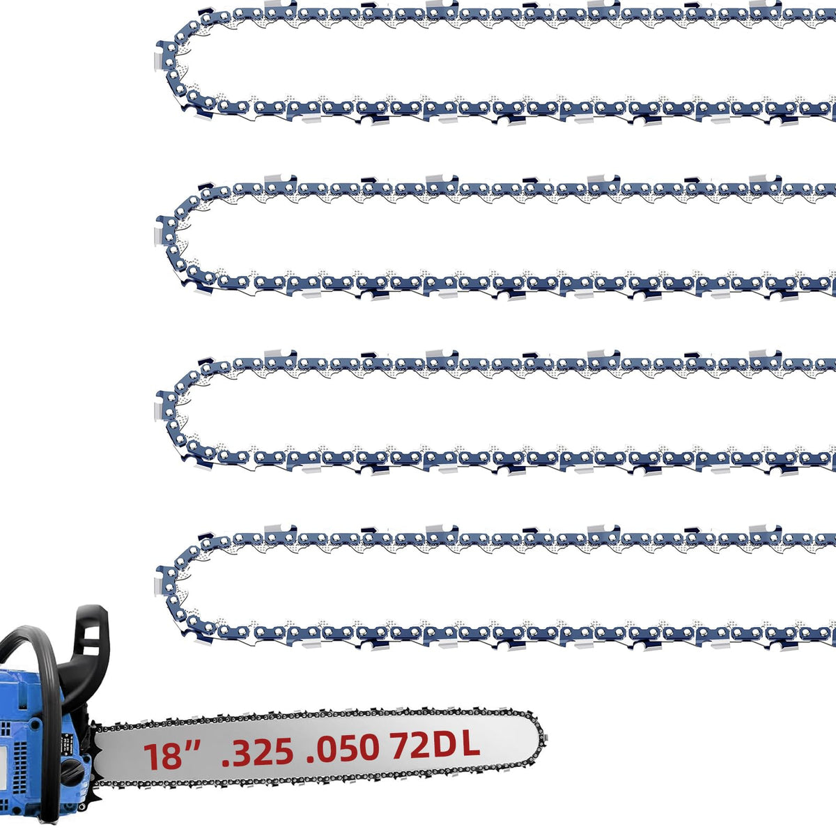 Fifchall 18 Inch Chainsaw Chain pack with four chains