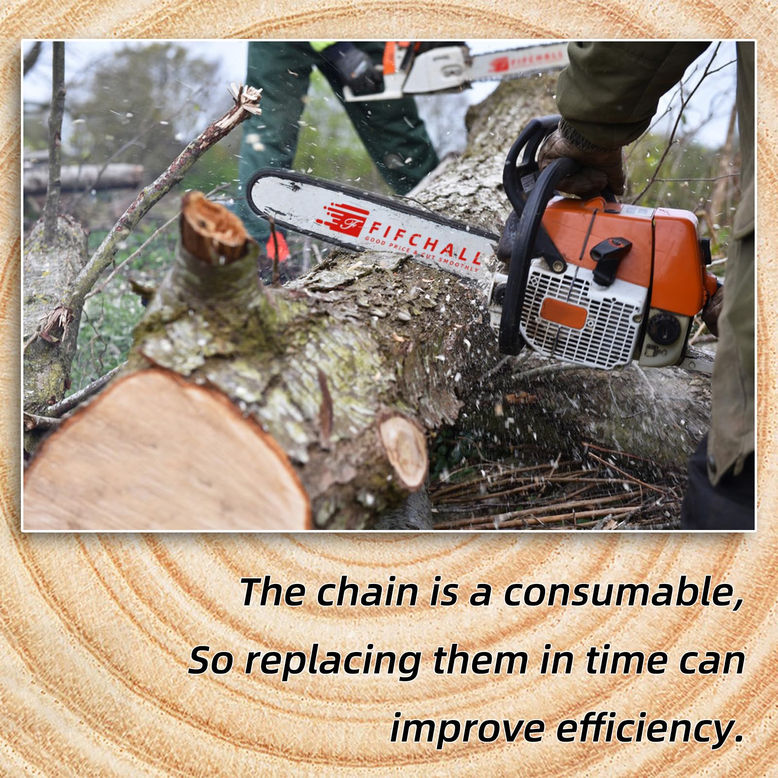 Fifchall 20 inch chainsaw chain close-up