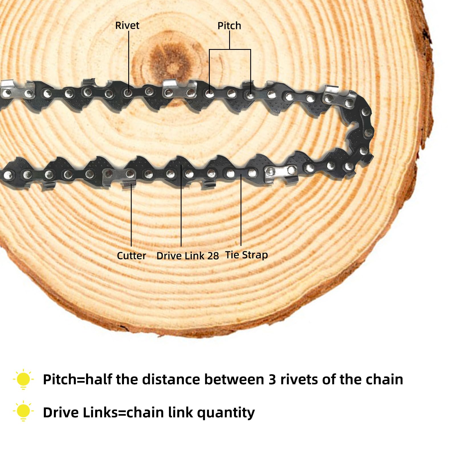 Fifchall 5 Inch Chainsaw Chain displayed on a workbench