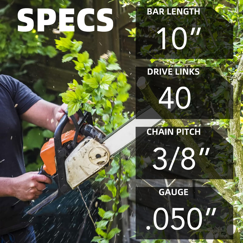 Fifchall chainsaw chain pack showing three chains and one bar