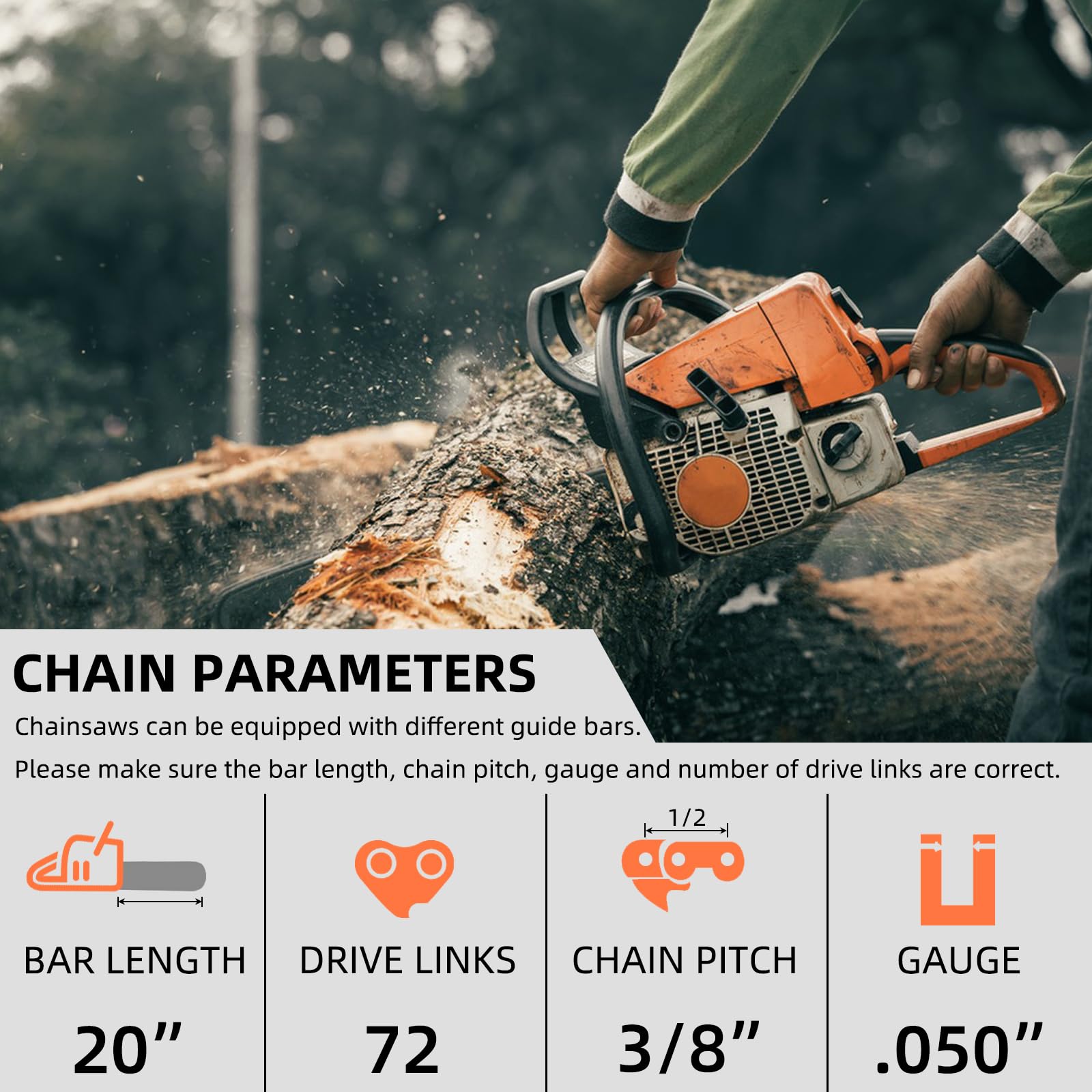 Fifchall chainsaw chain with specifications on packaging