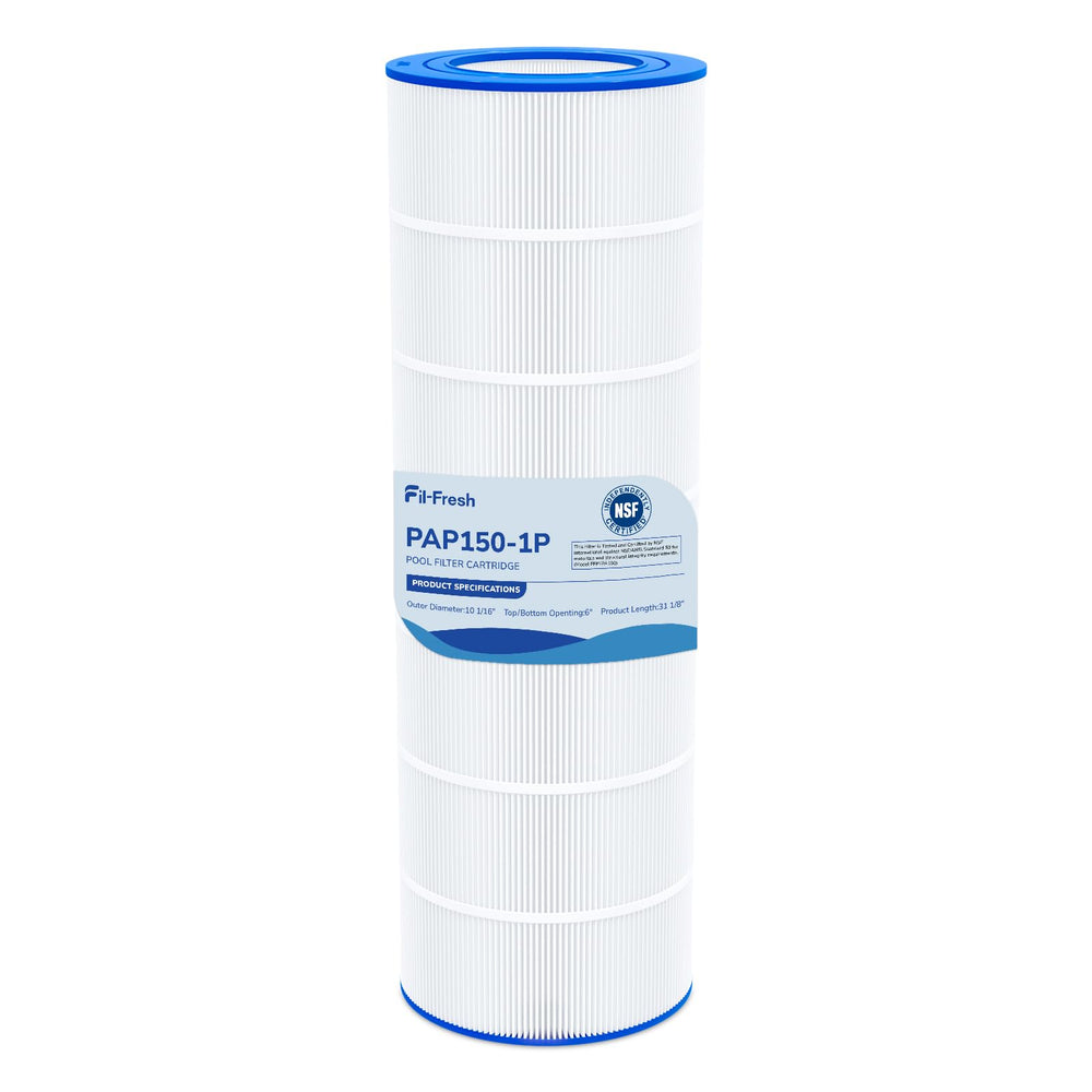 Fil-fresh CC150 pool filter front view with pleated fabric