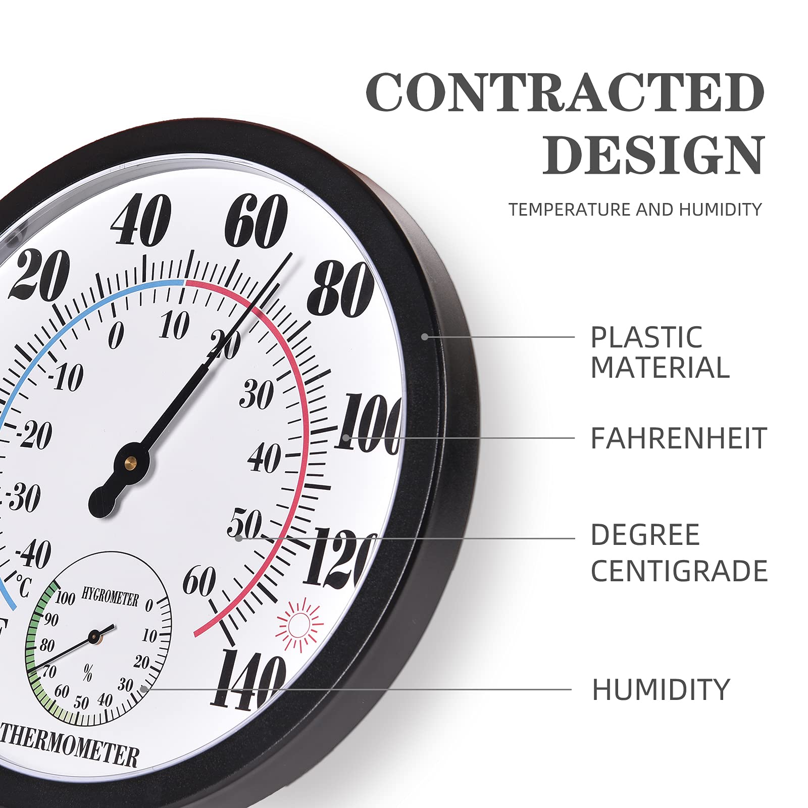 FILL AWAY Indoor Outdoor Thermometer close-up of acrylic dial