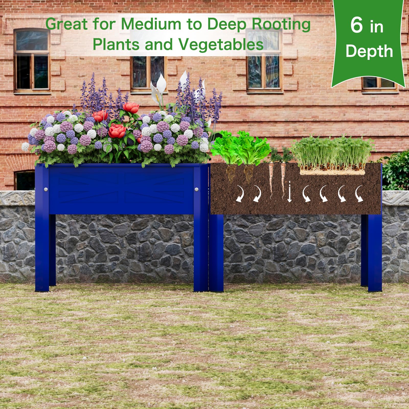 Filled with plants, PROXRACER Raised Garden Bed displayed on balcony