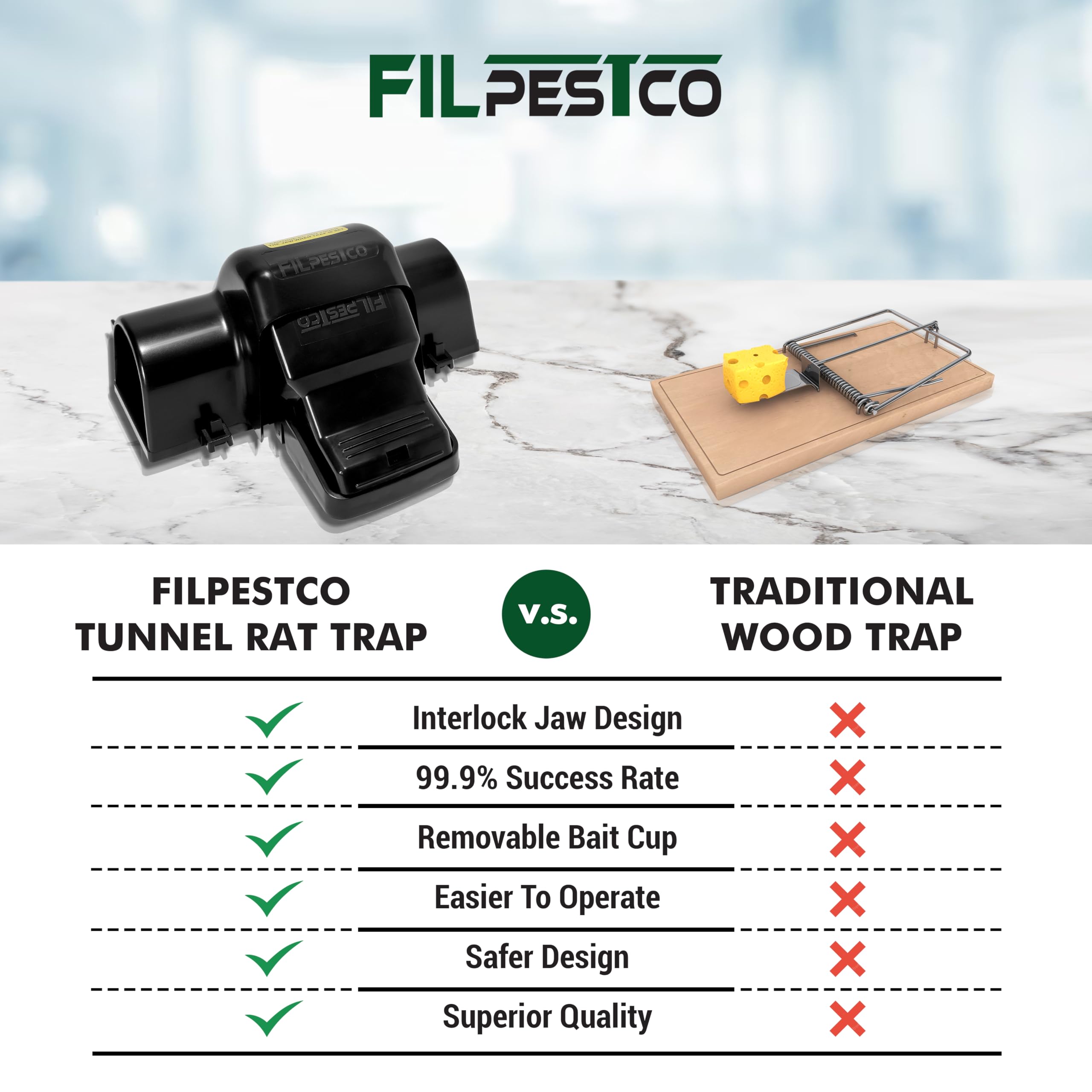Filpestco Large Rat Trap showing trigger mechanism