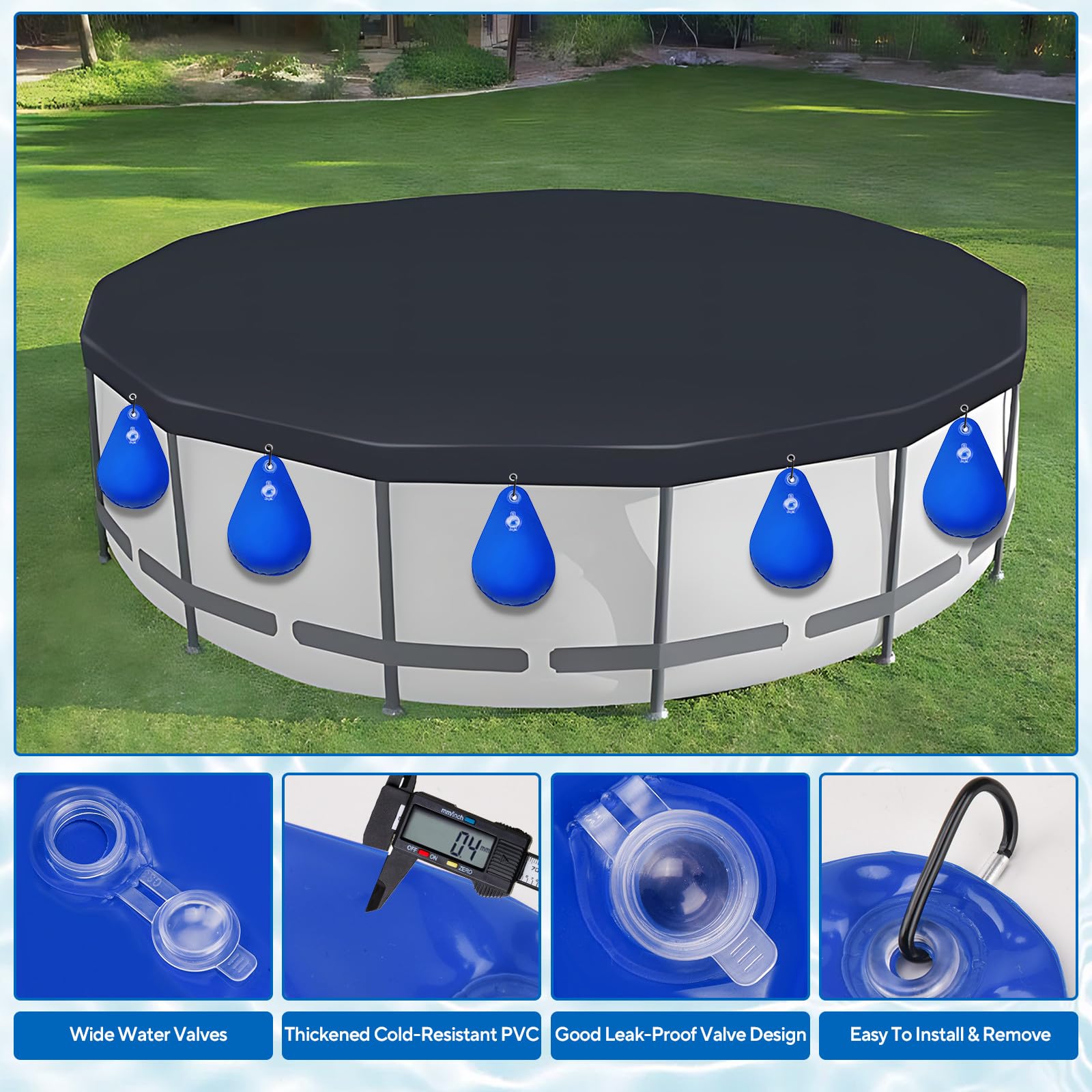 Filpowis Pool Cover Weights filled with water