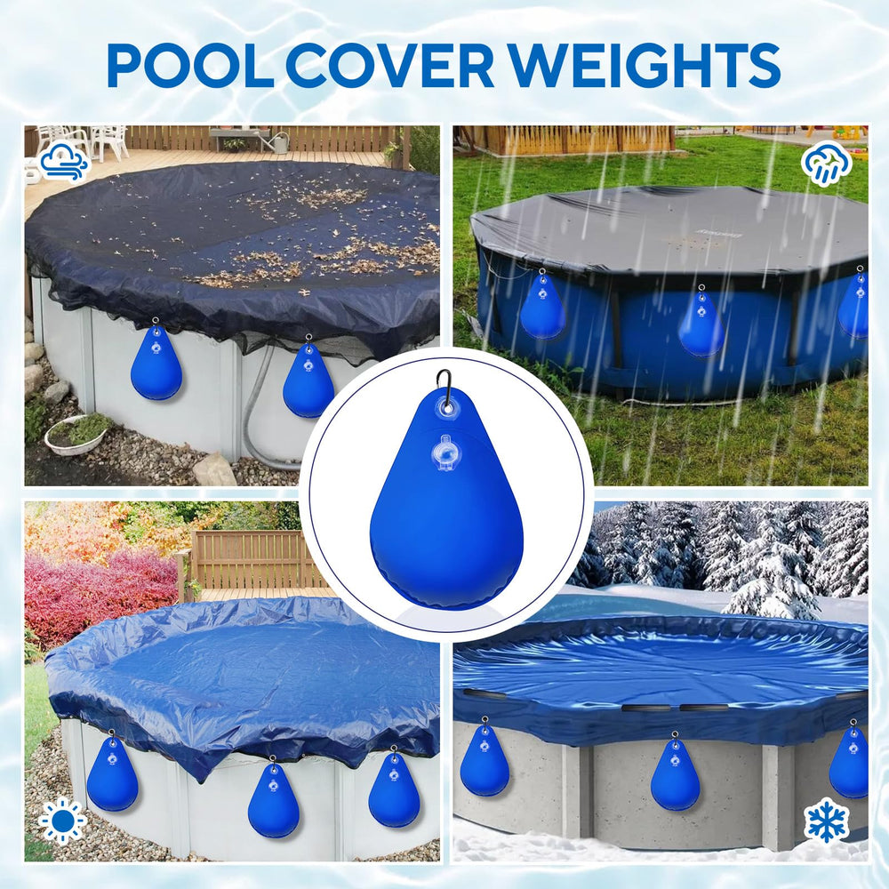 Filpowis pool cover weights showing leak-proof valve