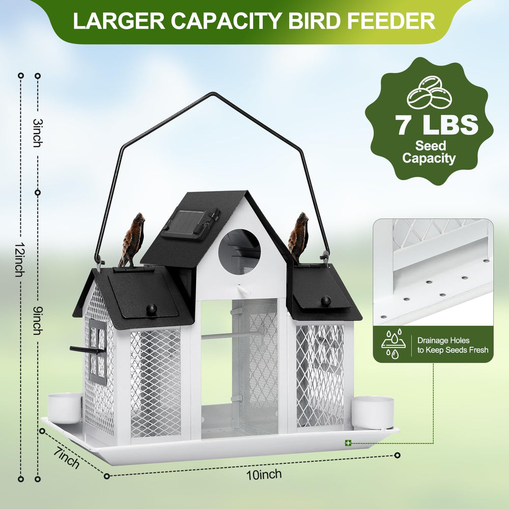 FIMOFIDRE Solar Bird Feeders House in garden setting