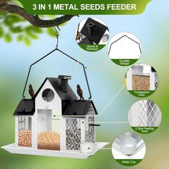 FIMOFIDRE Solar Bird Feeders House side view with solar light