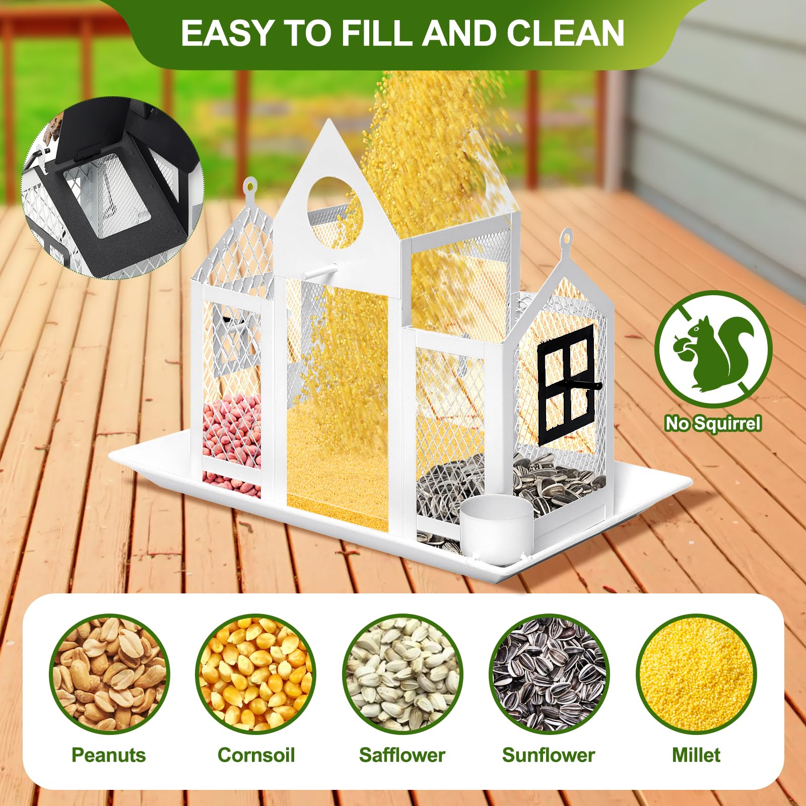 FIMOFIDRE Solar Bird Feeders House with birds feeding