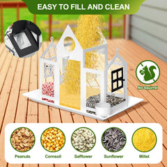 FIMOFIDRE Solar Bird Feeders House with birds feeding