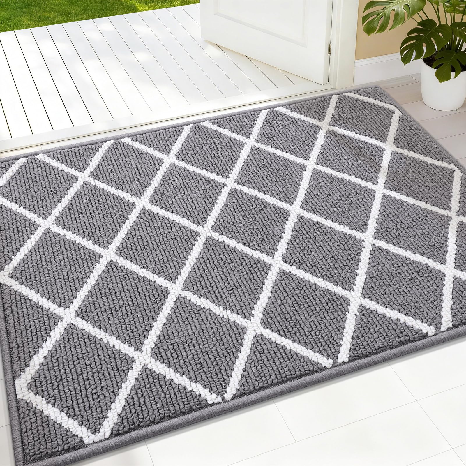 Finchitty Indoor Door Mat Grey 36" x 24" front view