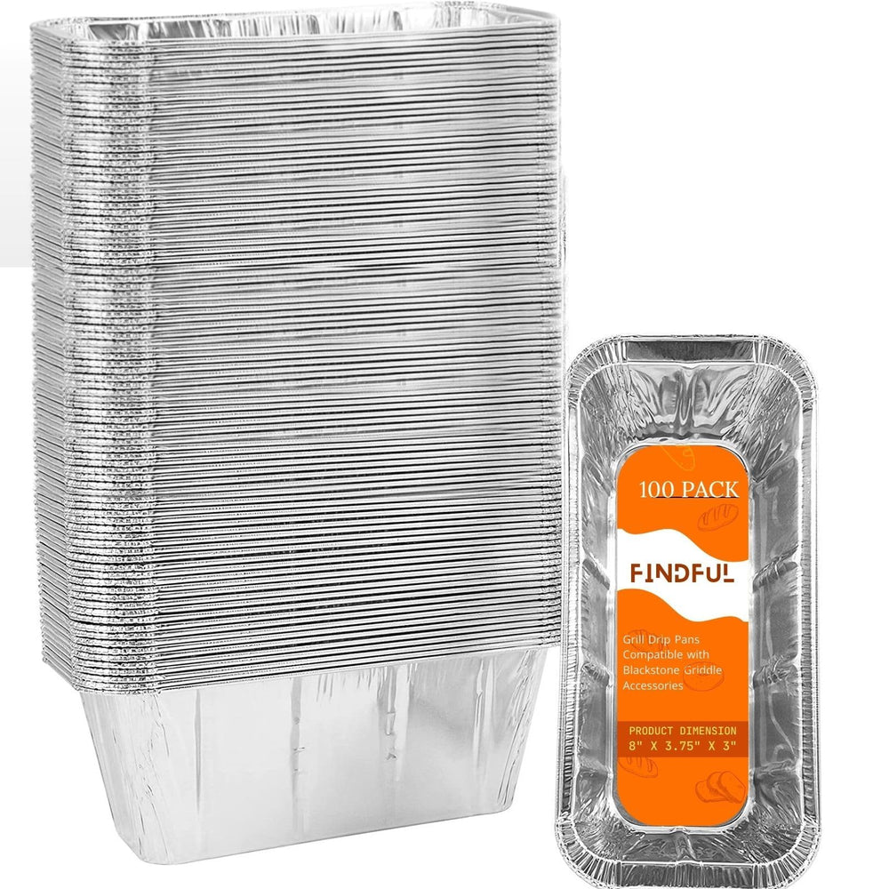 Findful 100-Pack Drip Pans for Blackstone Griddles, Silver