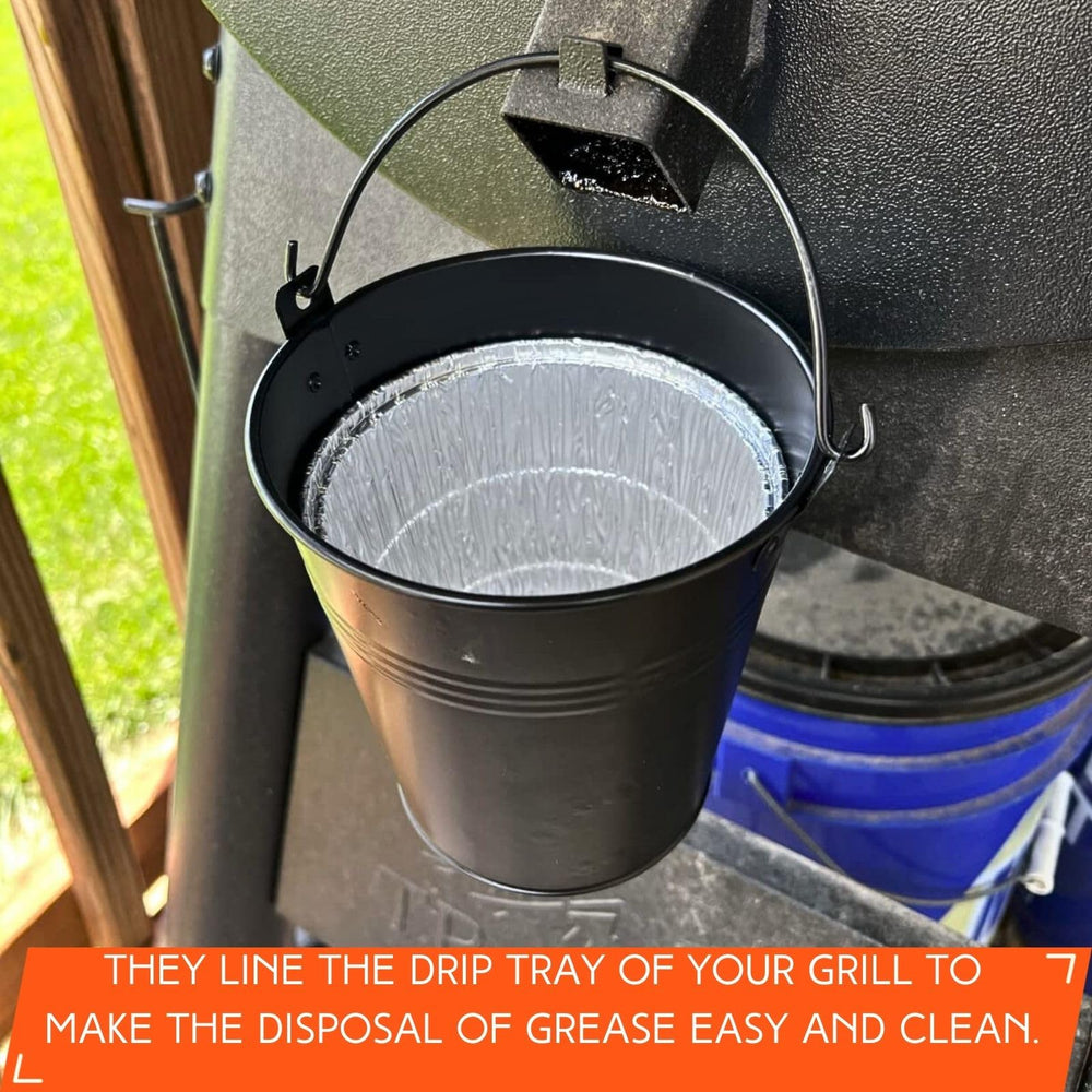 Findful grease bucket liner with aluminum finish