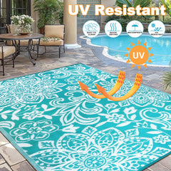 Findosom 9' x 12' rug on patio setting