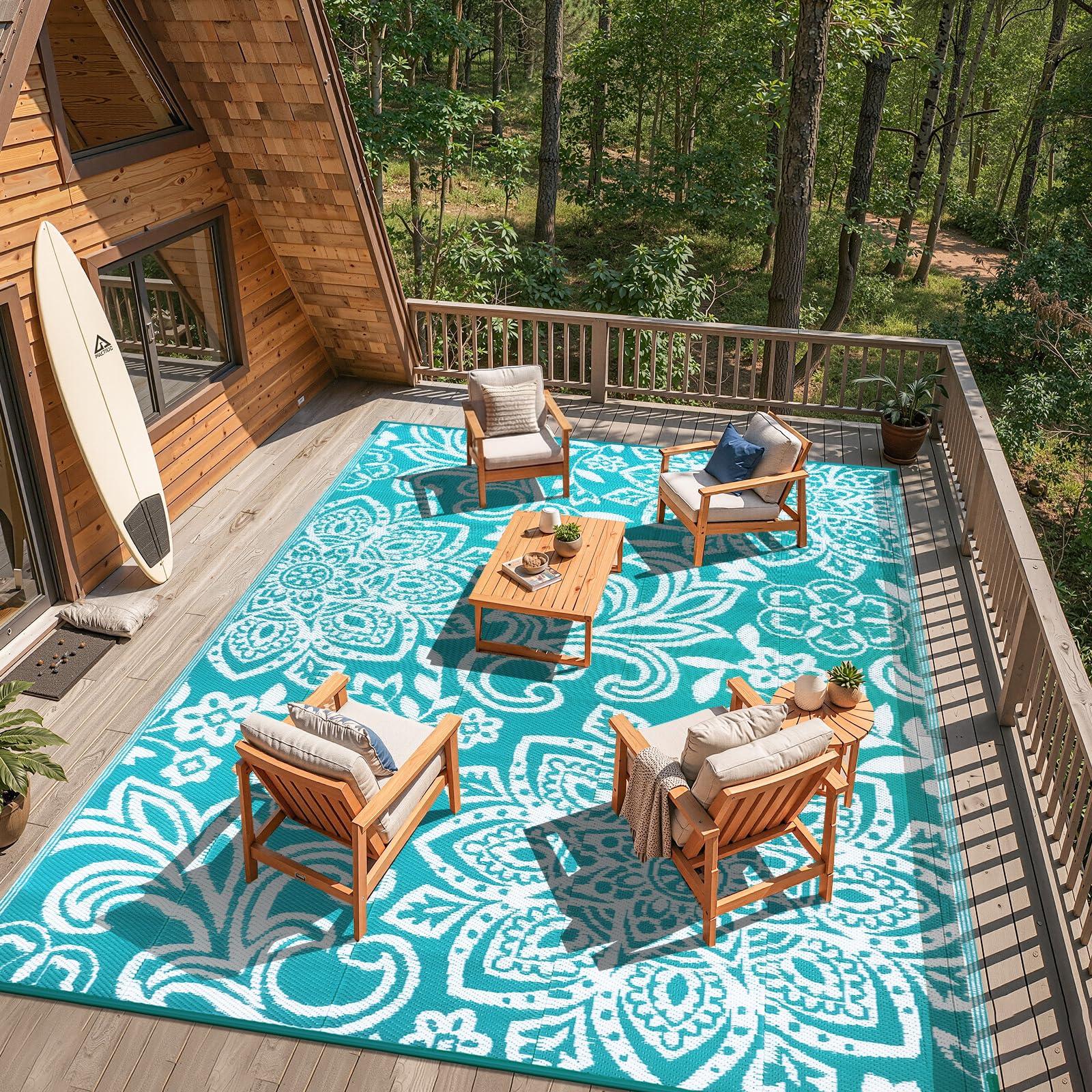 Findosom Outdoor Rug at a picnic setup