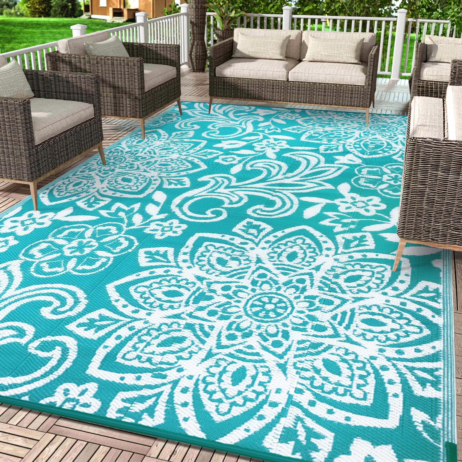 Findosom Outdoor Rug folded for easy transport