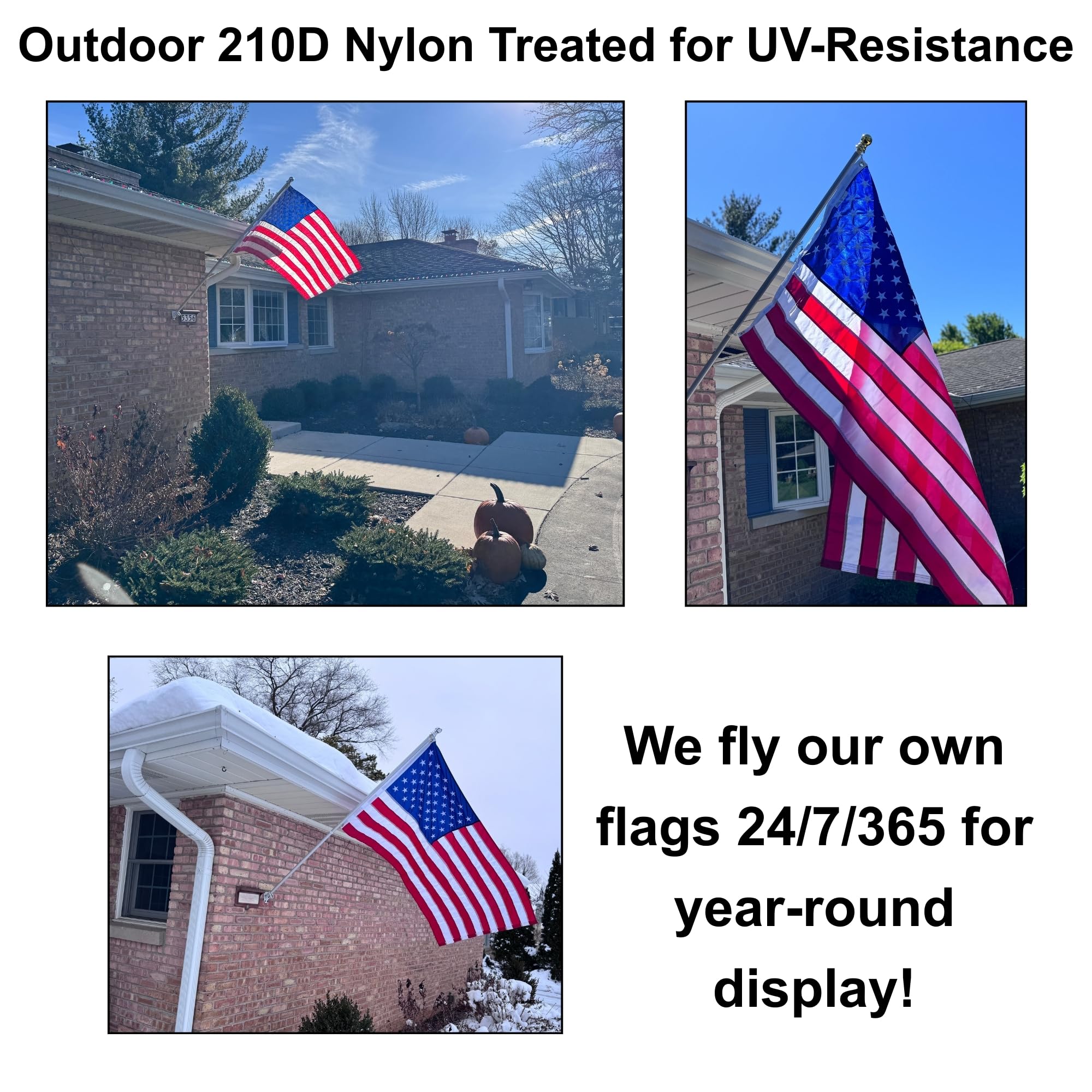 Fine Line Flag displayed on a house-mounted pole
